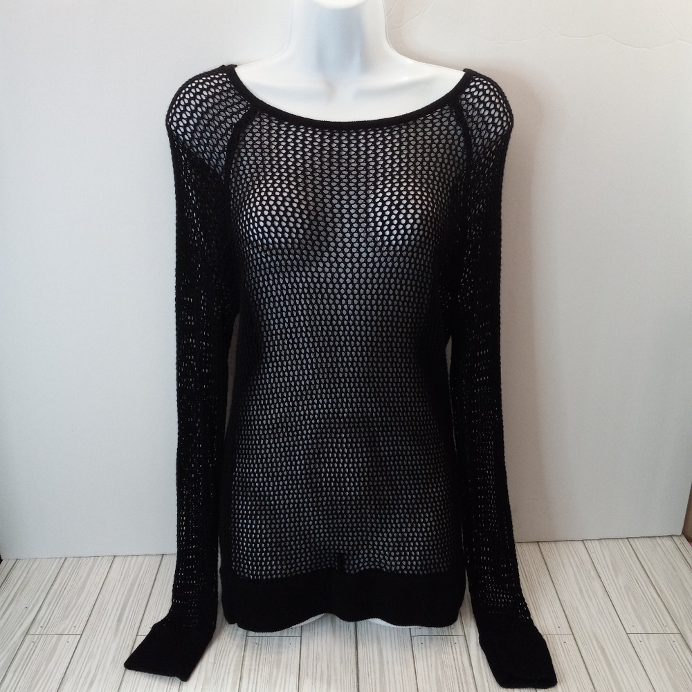 525 America Whimsy Goth Grunge Open Stitch Long Sleeve Top